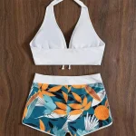2023-Swimsuit-Women-s-Split-High-Waist-Stitching-Strap-Sports-Beach-Surfing-Bikini-Set